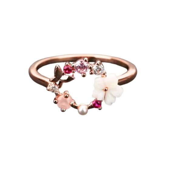 RETAIL $25*Kinsley Armelle Kalysa Collection Rose Gold Fleur Ring - Picture 1 of 2